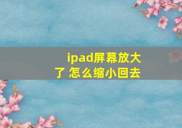 ipad屏幕放大了 怎么缩小回去